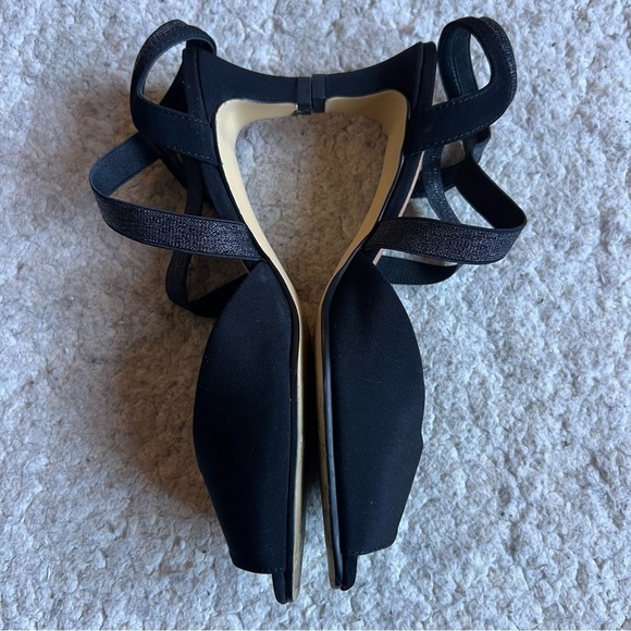 Mark Lemp Classics Elastic Criss Cross Straps Peep Toe Kitten Heel Size 8N - Picture 5 of 12